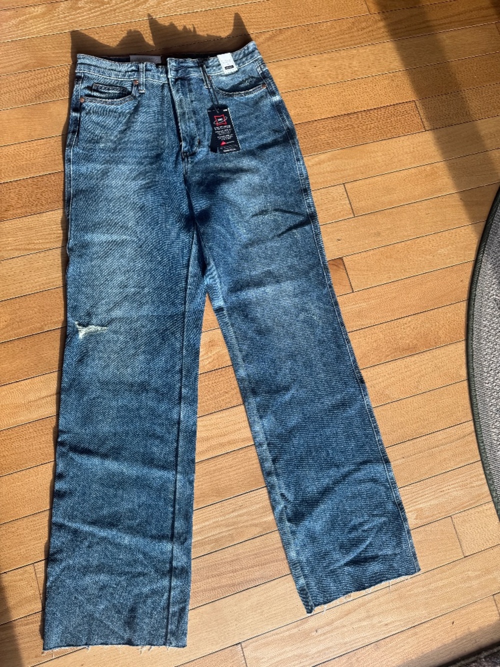 Judy Blue Tummy Control High Waist Straight Leg Jeans Size 11/30 Raw Hem NWT
